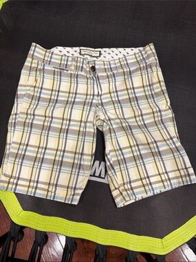Woman’s  Plaid Cotton Shorts - Yellow & Gray
